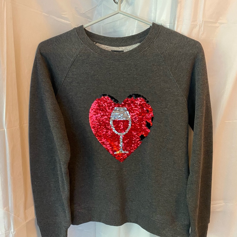 Paraphrase Dark Gray sweatshirt with heart wine also heart coffee